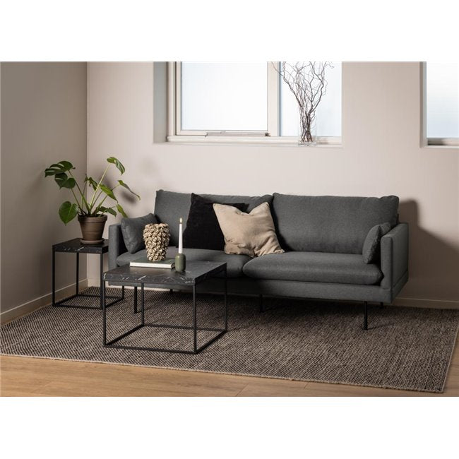 Arossa Coffee Table – Black Marble Look MDF & Steel, 40×40×45 cm