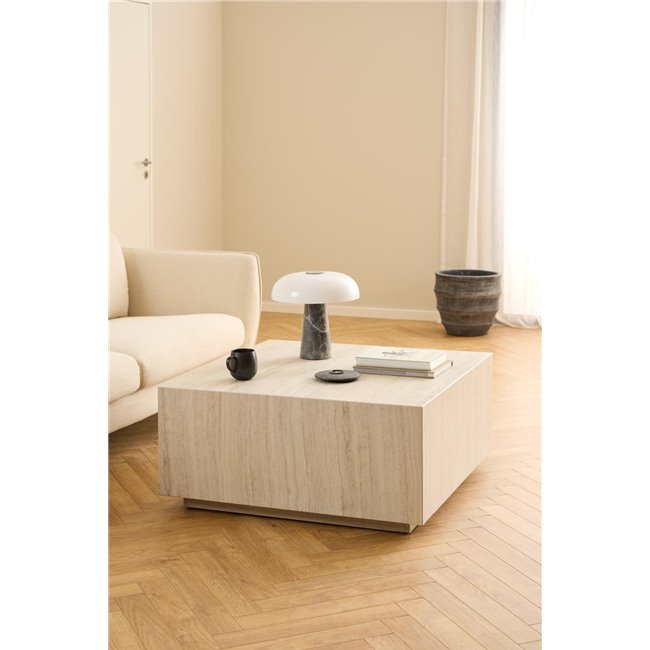 Aice Coffee Table – Beige MDF Square Design, 90×90×42 cm