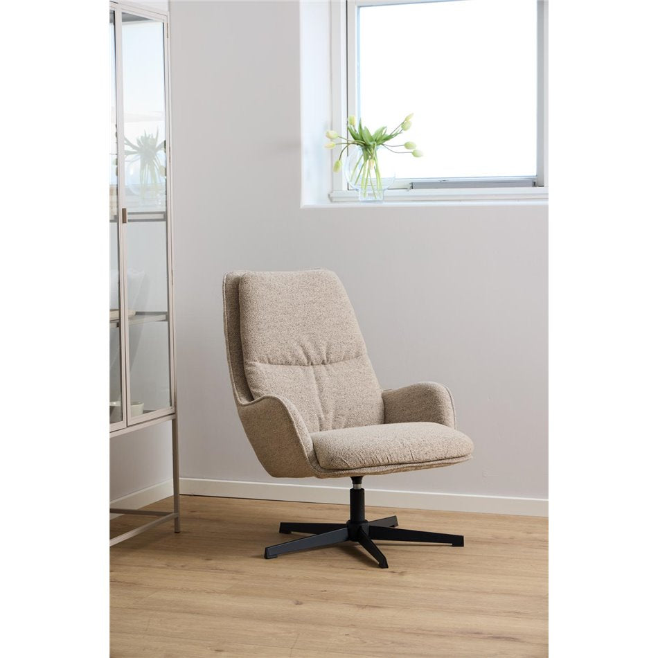Armchair Asley, swivelling, beige, H93x72x84cm, seat height 42cm
