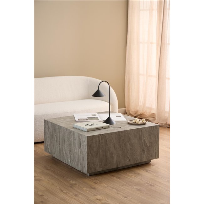 Aice Coffee Table – Grey Marble Look MDF Square Table, 90×90×42 cm