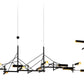 85 LED Suspension Lamp in Black Metal Frame with Brass Shades