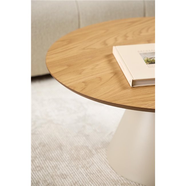 Round Coffee Table – White Marble Glass Top with Gold Legs