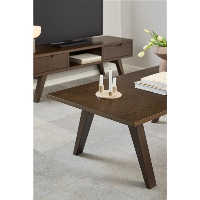 Alina TV Table – Brown MDF & Oak Veneer, 150×40×45 cm