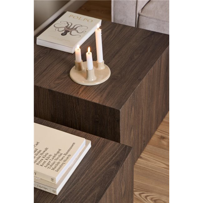 Aice Coffee Table Set – Brown, MDF, 58×58×40 cm