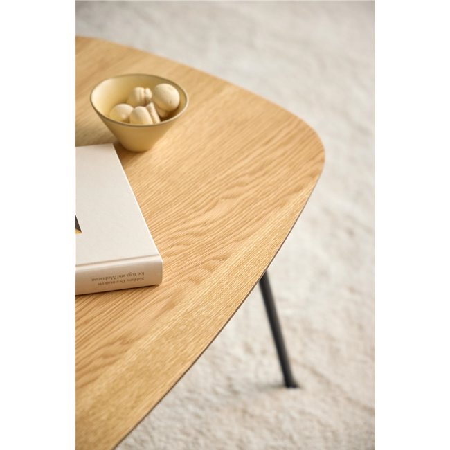 Aracas Coffee Table – Natural MDF & Oak Veneer with Steel, 120×60×40 cm
