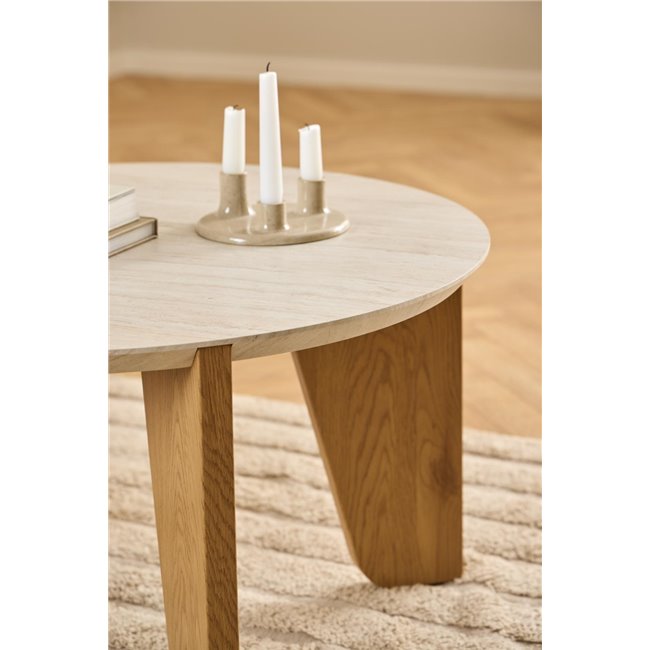 Acokland Coffee Table – Beige MDF, Ø80×45 cm
