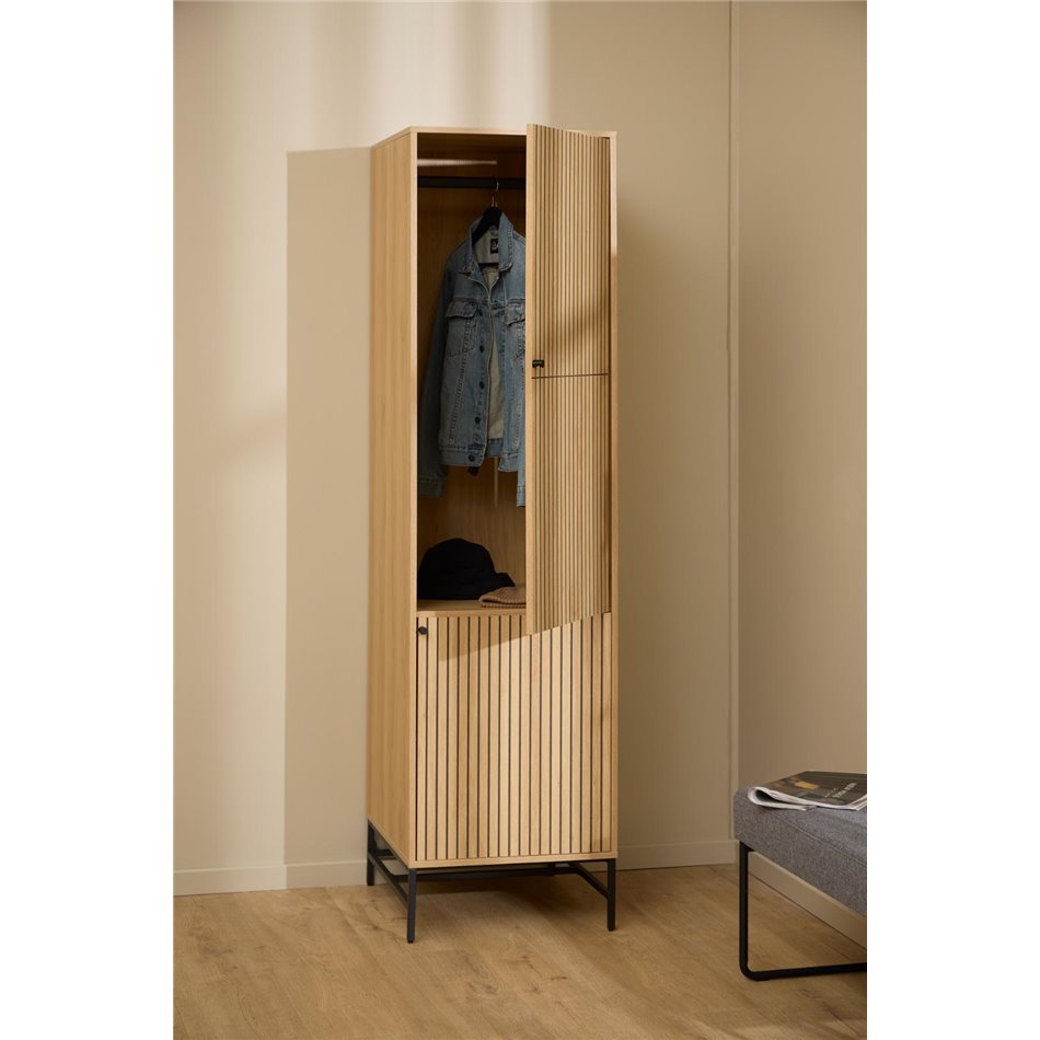 Wardrobe Albany, natural color, H200x51x60cm