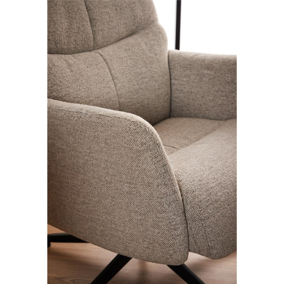 Armchair Alondo with footstool, beige, H112x75x83cm, seat height 47cm