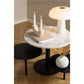 Ahti Rotatable Coffee Table – White Marble Top & Black Metal Base, Ø60×47 cm
