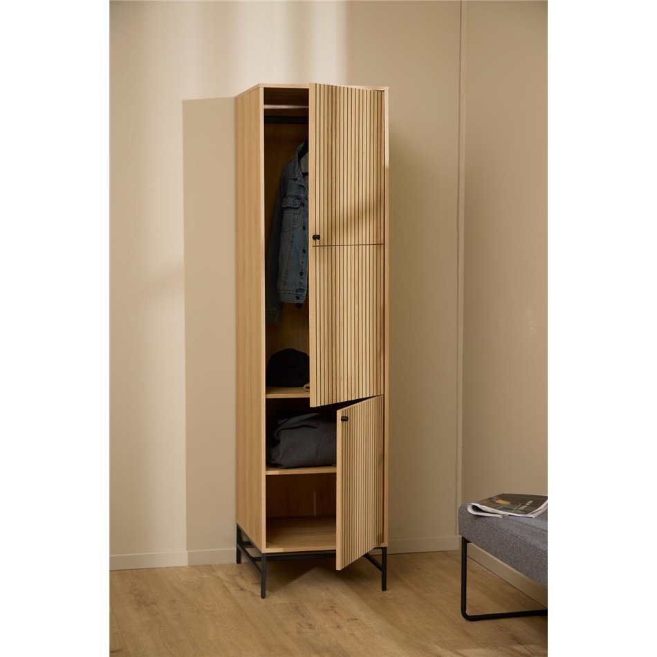 Wardrobe Albany, natural color, H200x51x60cm