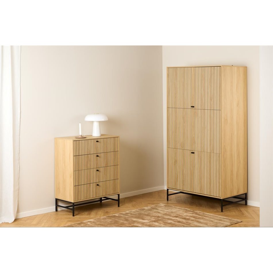 Wardrobe Albany, natural color, H200x99x60cm