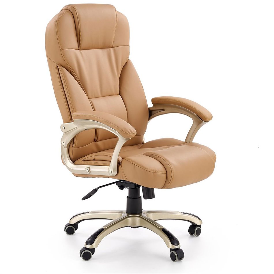 Hesmond Adjustable Office Chair – Beige Eco Leather, Modern Executive Design