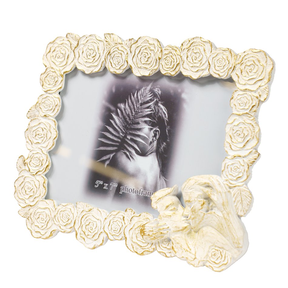 Photo frame Rose, white/gold color, 13x18cm