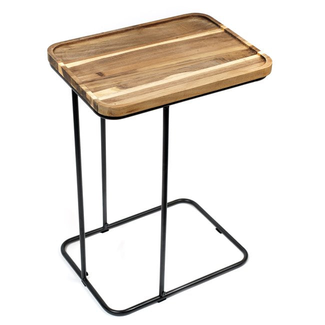 Canape Side Table – Acacia Wood & Metal Modern Accent Table