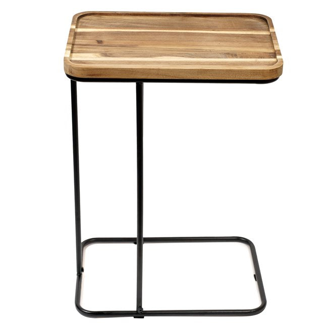 Canape Side Table – Acacia Wood & Metal Modern Accent Table