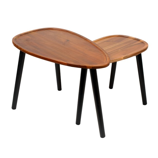 Gigogne Side Table Set – 2 Acacia & Pine Wood Tables