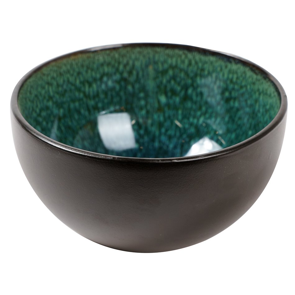 Bowl Elia, black/turquoise, ceramic, D13.8cm, H7.4cm