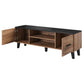 Hotta B TV Table – Oak Pattern & Black Chipboard/MDF, 160×40×53 cm
