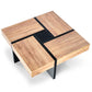 Hevilla Coffee Table – Oak Pattern & Black Chipboard, 100×100×47 cm
