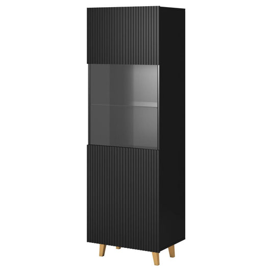 Wardrobe Handa, black, chipboard/plastic/glass, H182x59.6x40cm