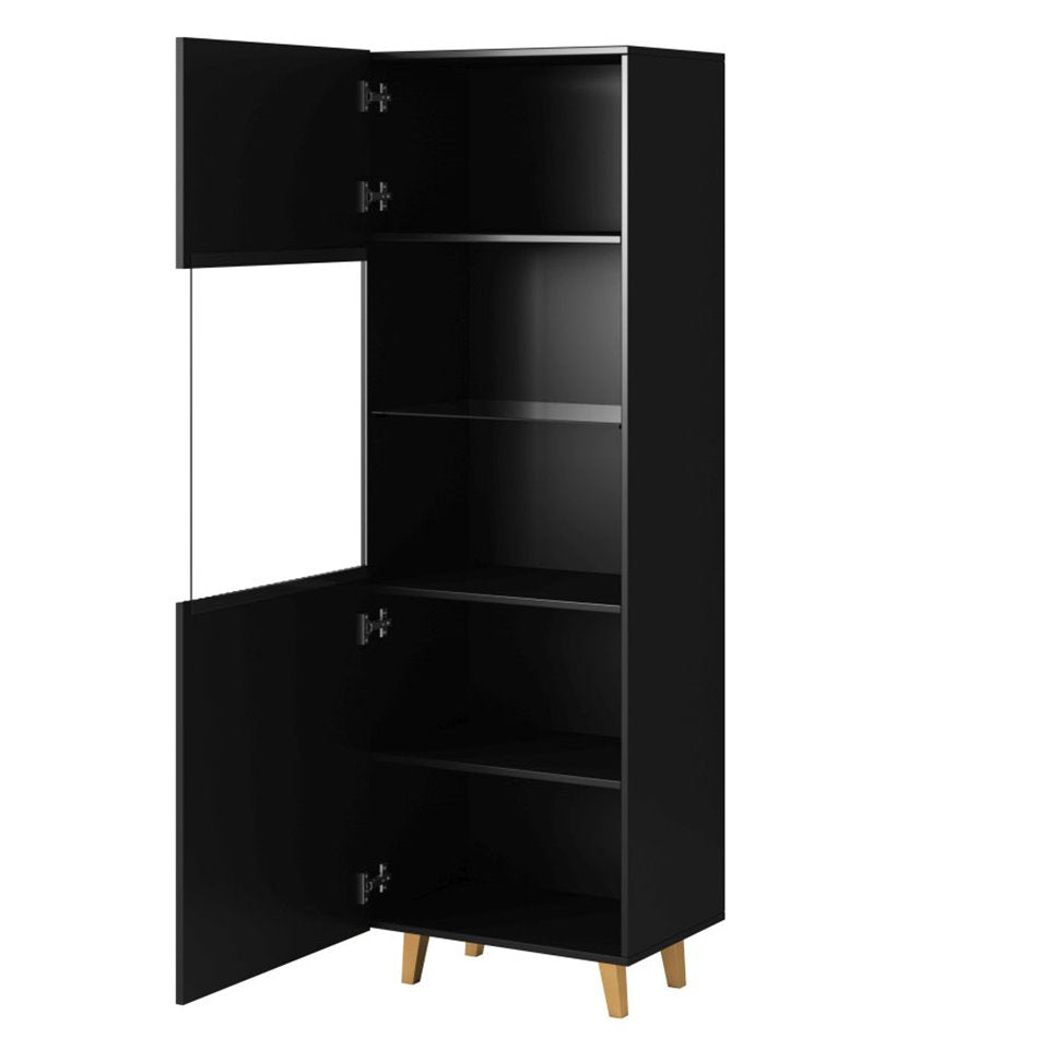 Wardrobe Handa, black, chipboard/plastic/glass, H182x59.6x40cm