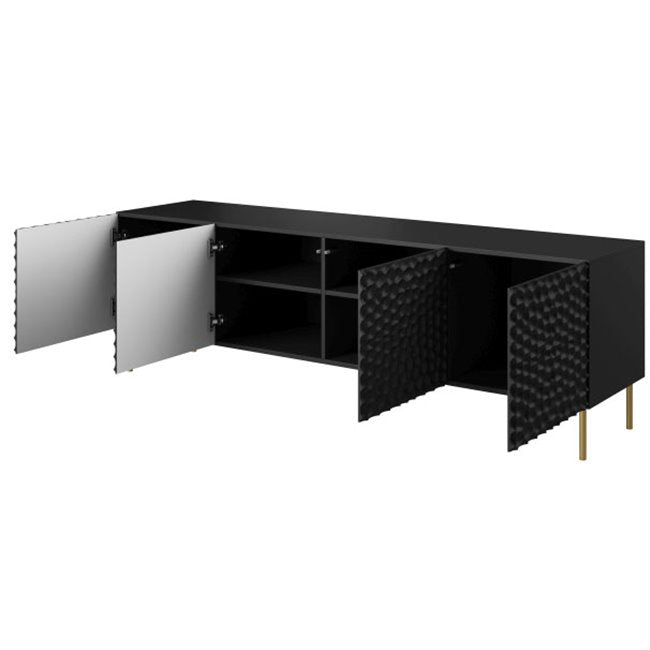 Hole TV Table – Black Metal & Chipboard, 190×40.5×59.5 cm