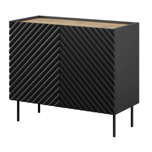 Sideboard Handa, black, chipboard, H85x98x45cm