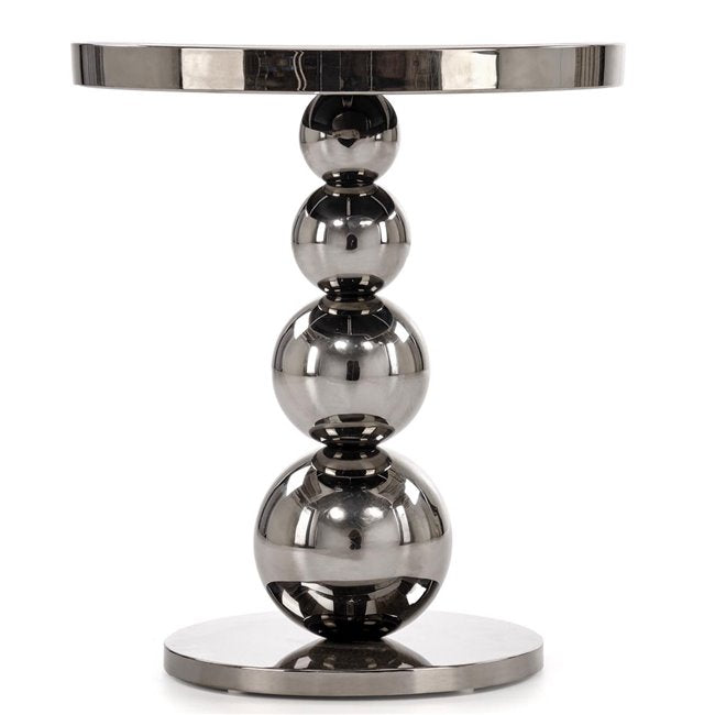 Harla Coffee Table – Black & Silver Steel with Glass, Ø46×40 cm