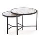Hatima Coffee Table Set – White Marble & Black Sintered Stone, Ø63×50 cm / Ø48×43 cm