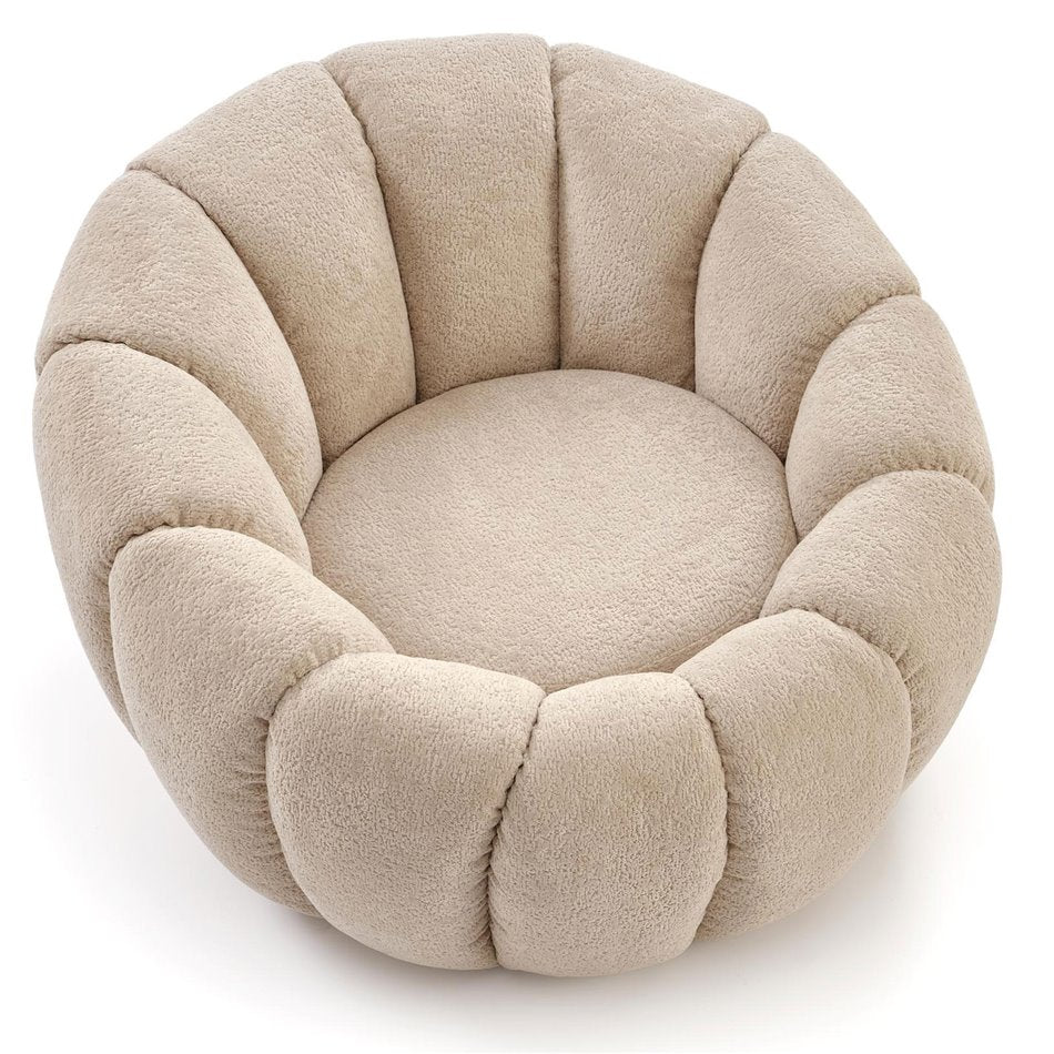 Armchair Haspar, beige, steel/polyester, H60x90x95cm, seat height 38cm