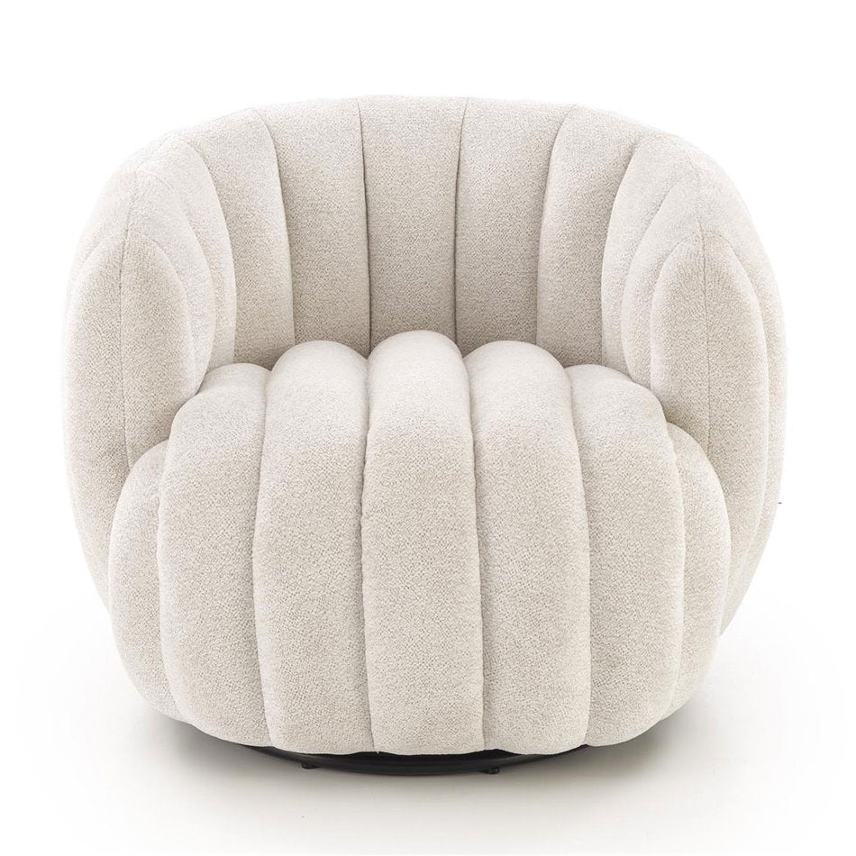 Armchair Hraiser, cream color, steel/polyester, H65x83x82cm, seat height 42cm