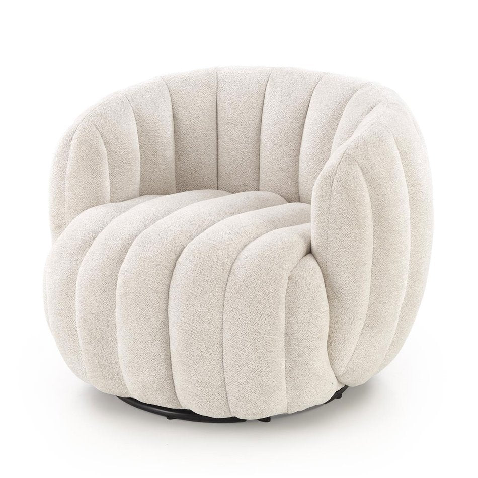 Armchair Hraiser, cream color, steel/polyester, H65x83x82cm, seat height 42cm