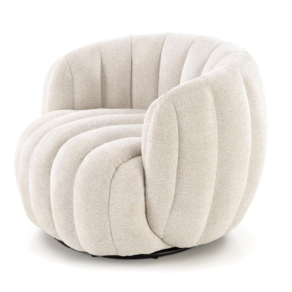 Armchair Hraiser, cream color, steel/polyester, H65x83x82cm, seat height 42cm