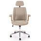 Executive Office Chair Himber – Walnut & Beige Eco Leather, Adjustable Height, 114–122×72×68 cm