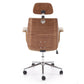 Executive Office Chair Himber – Walnut & Beige Eco Leather, Adjustable Height, 114–122×72×68 cm