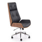 Executive Office Chair Hebstero – Walnut & Black Eco Leather, Adjustable Height, 114–122×65×60 cm