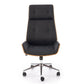 Executive Office Chair Hebstero – Walnut & Black Eco Leather, Adjustable Height, 114–122×65×60 cm