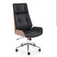 Executive Office Chair Hebstero – Walnut & Black Eco Leather, Adjustable Height, 114–122×65×60 cm