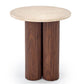 Horotea S Coffee Table – Travertine & Walnut MDF, Ø50×56 cm