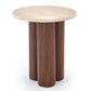 Horotea S Coffee Table – Travertine & Walnut MDF, Ø50×56 cm