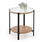 Hamala S Coffee Table – Natural & Black MDF with Steel and Glass, Ø53×55 cm