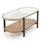 Hamala Coffee Table – Natural & Black MDF with Steel and Glass, 110×54×43 cm