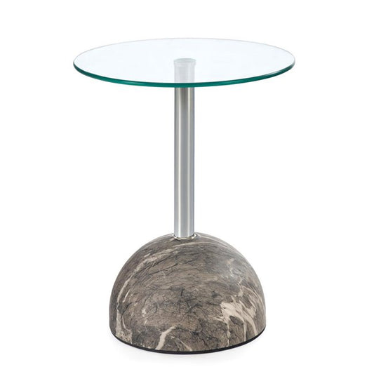 Hariana Coffee Table – Grey Marble Artificial Marble Top, Ø40×51 cm