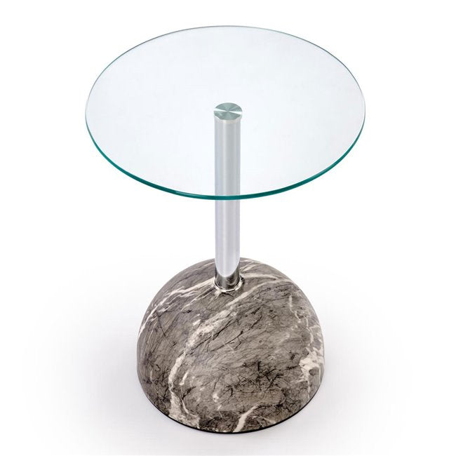 Hariana Coffee Table – Grey Marble Artificial Marble Top, Ø40×51 cm