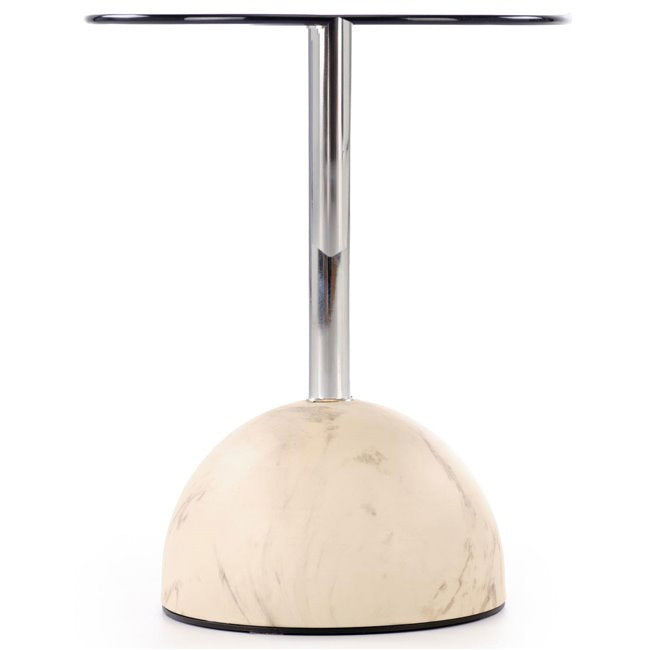 Hariana Coffee Table – Beige Marble & Amber Finish, Ø40×51 cm