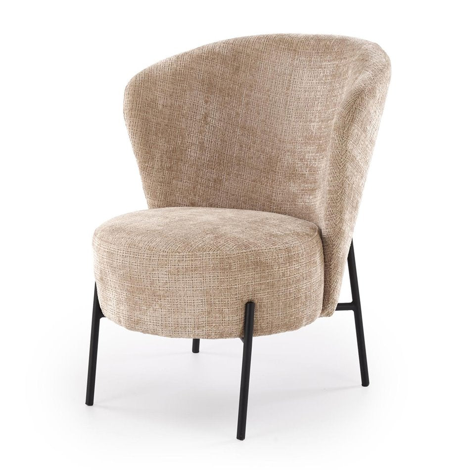 Armchair Hezar, beige, steel/polyester/wood, H85x79x70cm, seat height 45cm