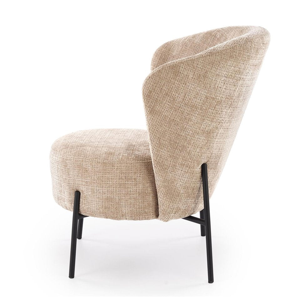 Armchair Hezar, beige, steel/polyester/wood, H85x79x70cm, seat height 45cm