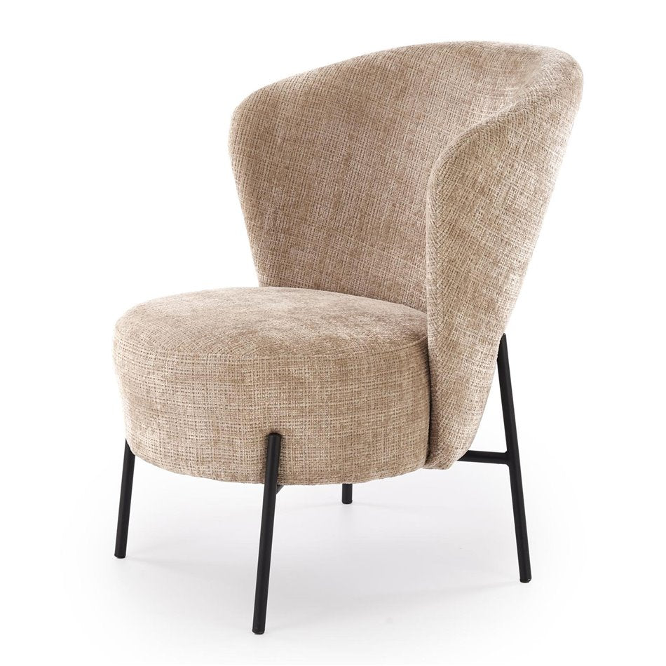Armchair Hezar, beige, steel/polyester/wood, H85x79x70cm, seat height 45cm