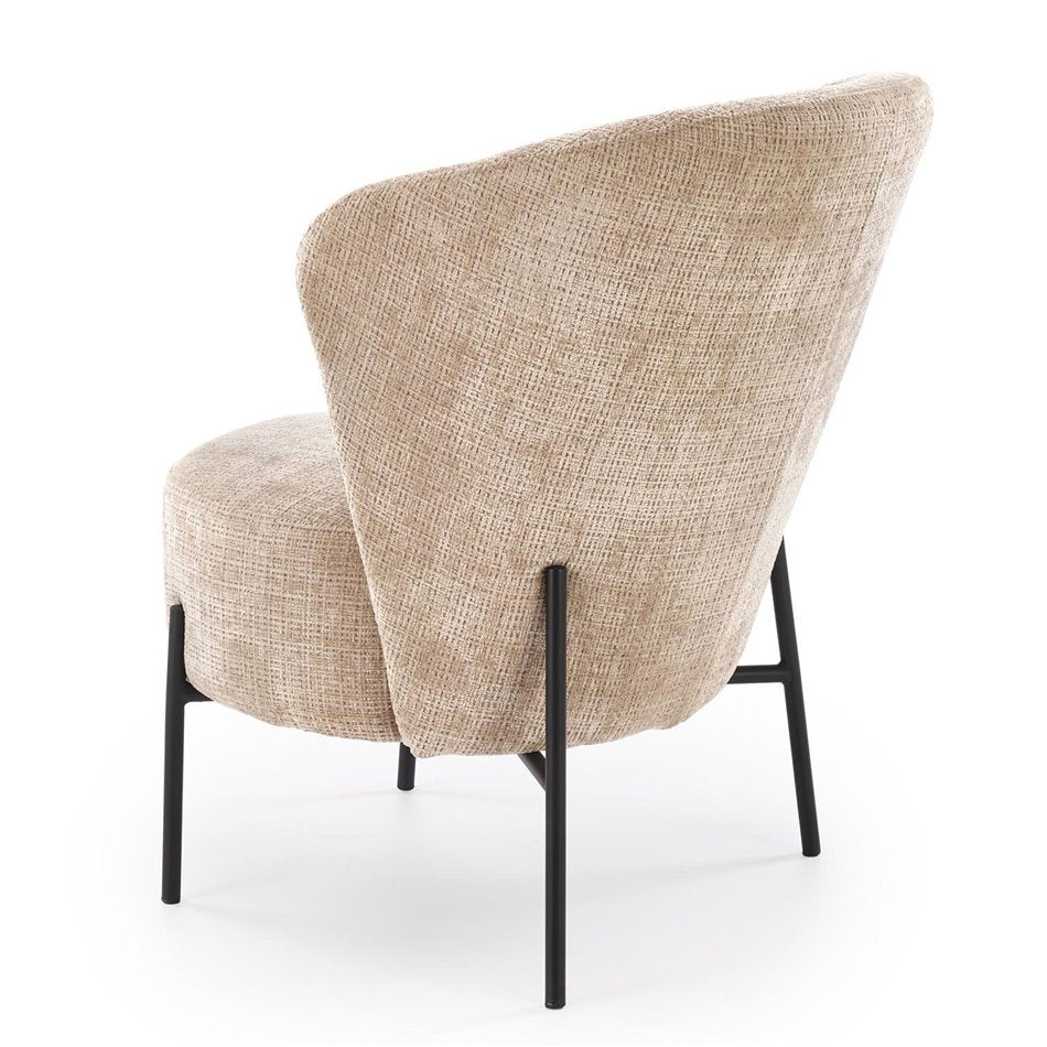 Armchair Hezar, beige, steel/polyester/wood, H85x79x70cm, seat height 45cm