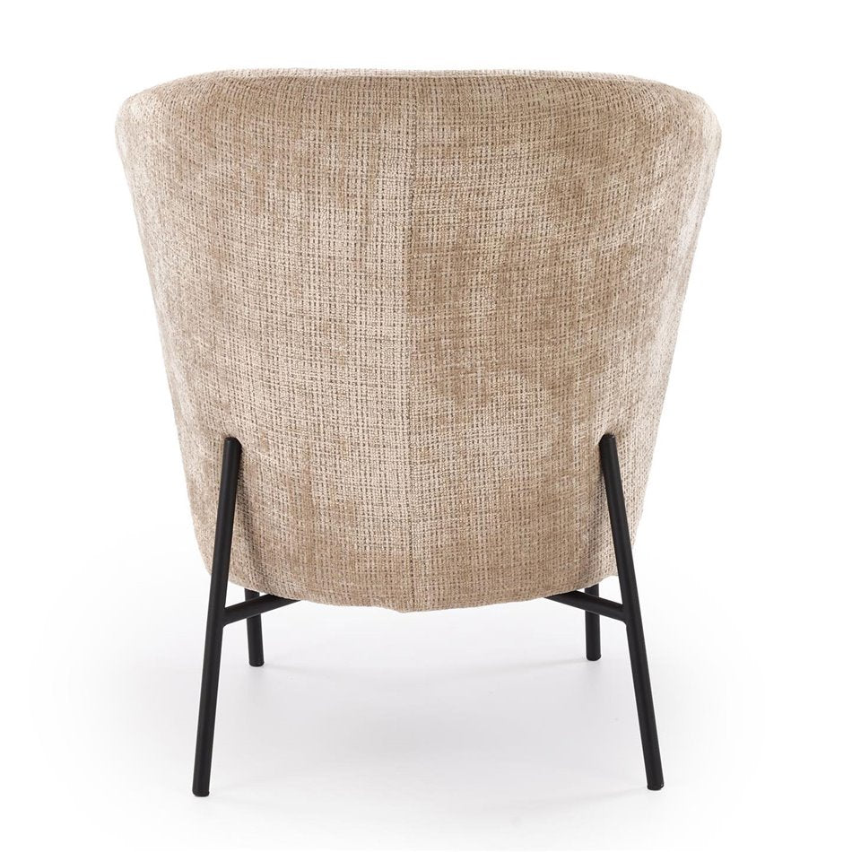 Armchair Hezar, beige, steel/polyester/wood, H85x79x70cm, seat height 45cm